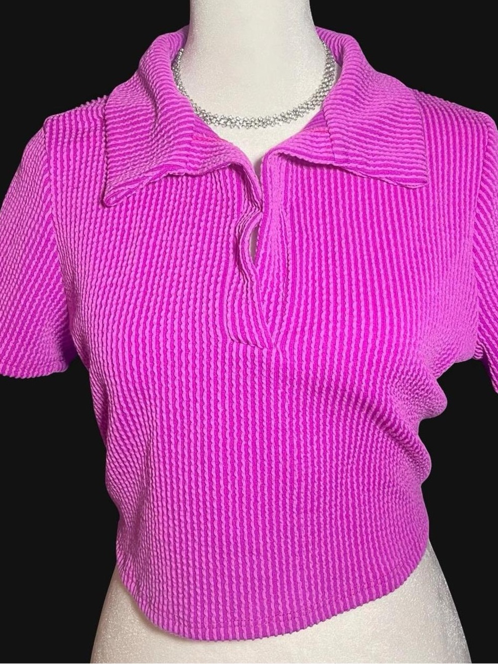 Fashion Nova Purple Collared V-Neck Top